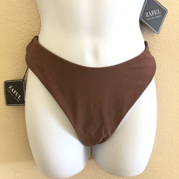 Zaful Peach Floral Underwire Top Brown High Cut Leg Bottom Bikini Swim Set M/6 - Picture 12 of 16